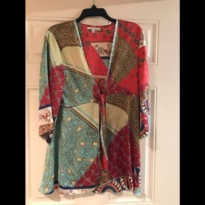 CABI boho tie front kimono
